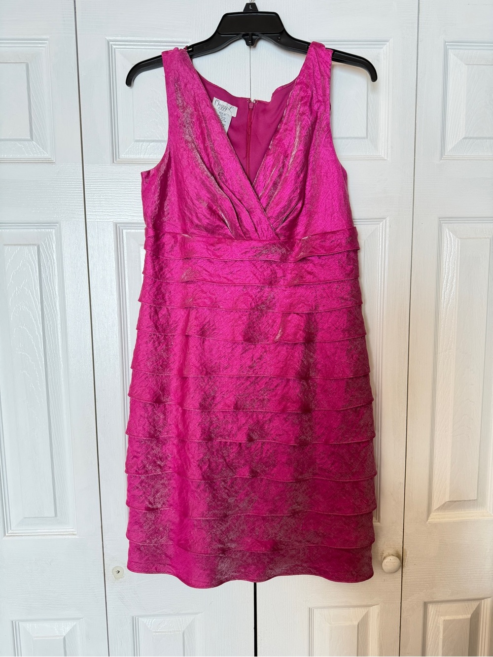 Sleeveless Fuchsia Layered V-Neck Dress